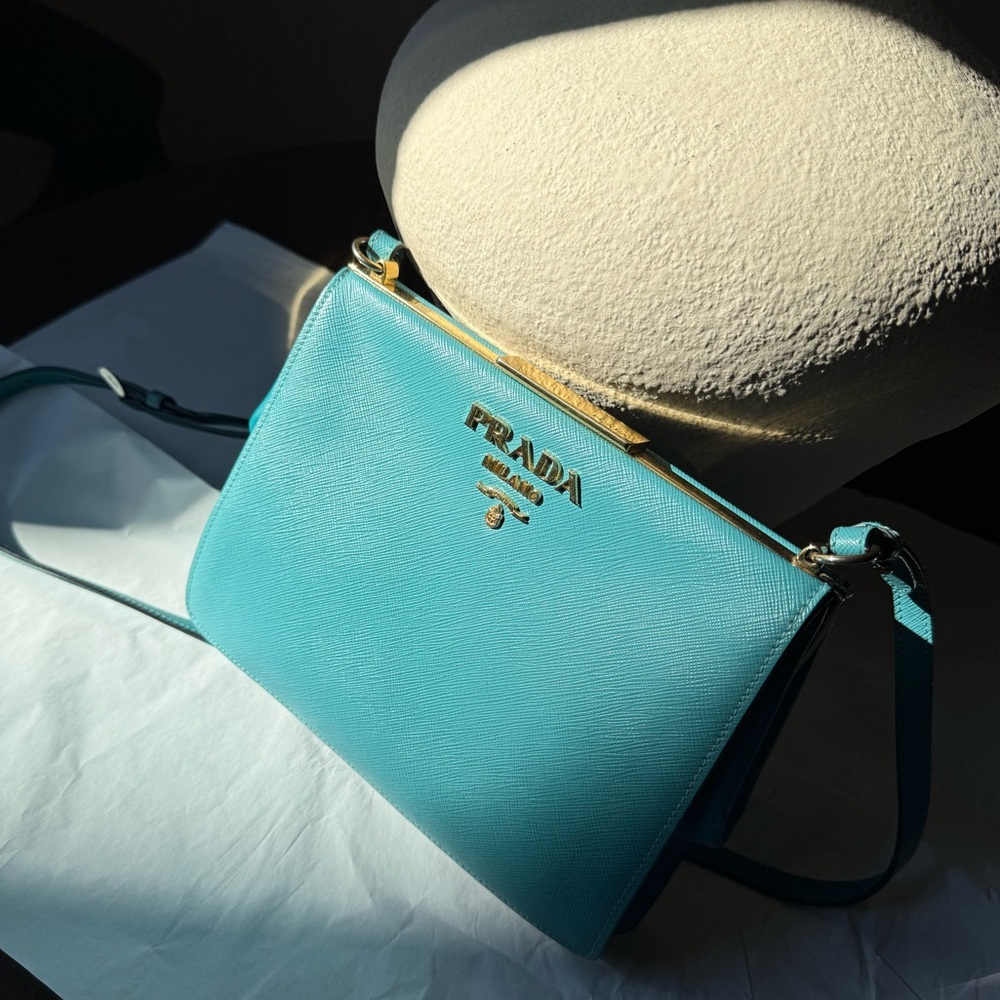 🚫SOLD🚫Prada Saffiano in Teal blue color Crossbody Bag